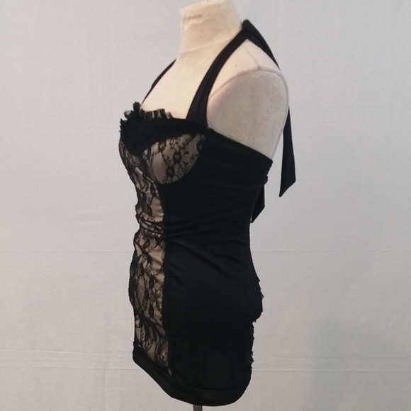 Elegant Black Lace Mini Dress - Picture 5 of 13